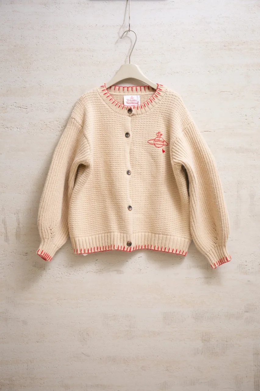 vivienne west wood Queen Mother West 25 Saturn red label limited classic scarf wool knitted short cardigan sweater S M L
